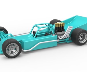Supermodified rear engine race car V2 Scale 1:25