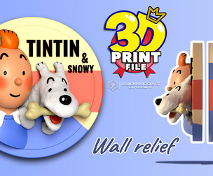 TINTIN and Snowy Wall relief 3D printable STL file