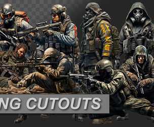 Apocalyptic Military Male PNG Cutout Pack