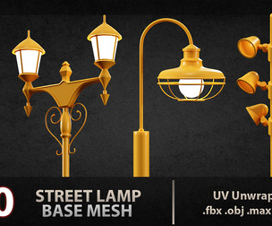 10 street lamps Low & Mid Poly Game Ready vol 02