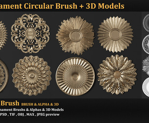8 Ornament Circular 3Dmodel Brush alpha