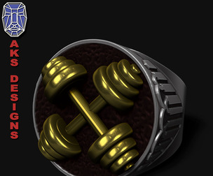 Ring jewelry mens Dumbell v157 3D print mode