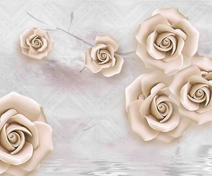 3D Rose flower embossed background wall