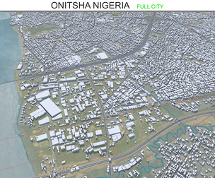 Onitsha city Nigeria 3d model 40km