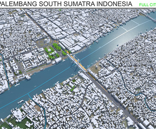 Palembang city South Indonesia 3d model 30km
