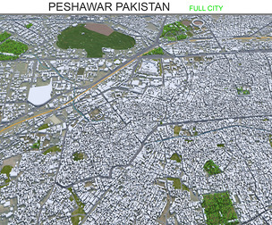 Peshawar city Pakistan 3d model 30km