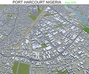 Port Harcourt city Nigeria 3d model 30km