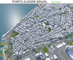 Porto Alegre city Brazil 3d model 35km
