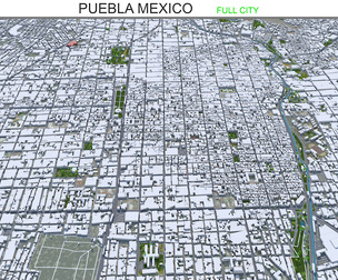 Puebla city Mexico 3d model 40km