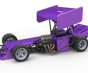 Supermodified front engine Winged race car 1:25