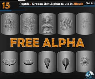 FREE Reptile/Dragon Skin Alphas to use in ZBrush