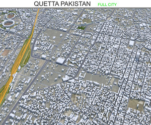 Quetta city Pakistan 3d model 40km