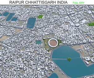 Raipur city Chhattisgarh India 3d model 30km