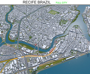 Recife city Brazil 3d model 30km