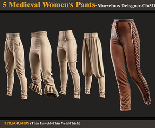 5 Medieval Women's Pants/MD-Clo3D-obj-fbx