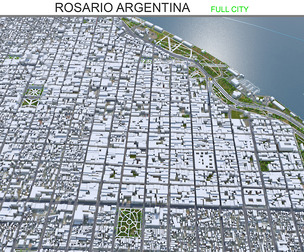 Rosario city Argentina 3d model 25km