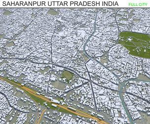 Saharanpur Uttar Pradesh India 3d model  30km