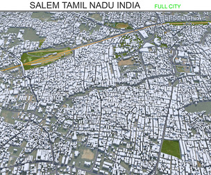 Salem city Tamil Nadu India 3d model 40km