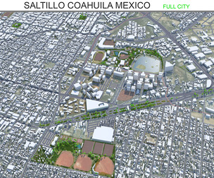 Saltillo city Coahuila Mexico 3d model 25km