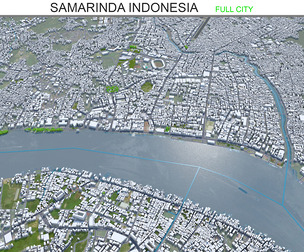 Samarinda city Indonesia 3d model 25km