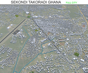 Sekondi city Takoradi Ghana 3d model 20km