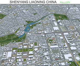 Shenyang city Liaoning China 3d model 50km