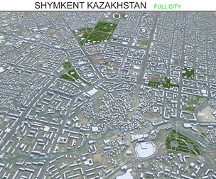 Shymkent city Kazakhstan 3d model 40km