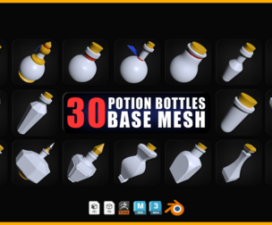 30 Potion Bottles Base Mesh