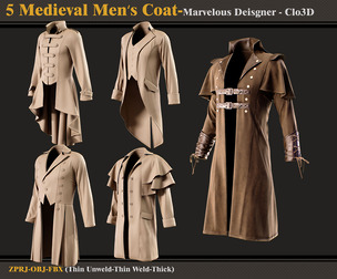 5 Medieval Men Coat-MD-Clo3D- FBX - OBJ