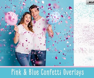 Pink and Blue Confetti Overlays