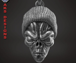 skull Pendant jewelry ALien with cap v1