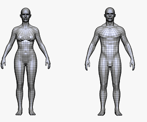 Realistic White Male and Female Low Poly