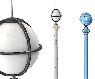 Retro Street Lamp Low poly 3d model