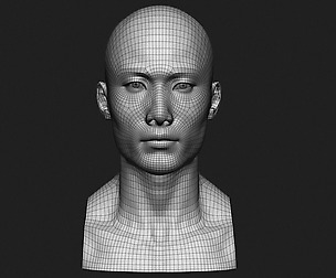 Asian Male Head for Production Low Poly