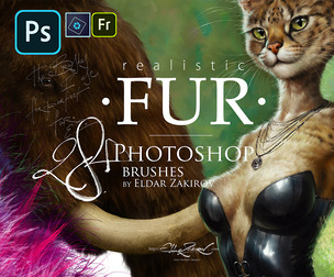 Realistic FUR. 28 Brushes for Adobe Photoshop