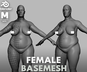 Fat Female Anatomy BaseMesh - Topology + UV Map