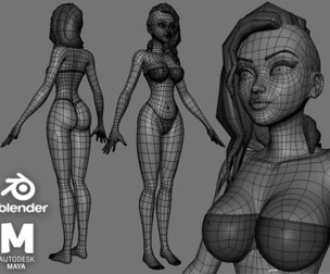 Female BaseMesh - Topology + UV Map