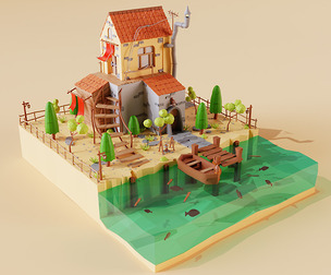 Low poly Cottage