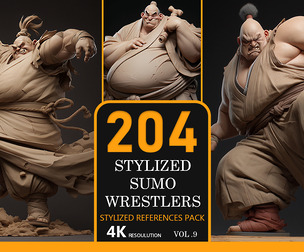 204 Stylized Sumo Wrestlers Vol.09