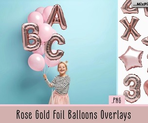 Rose Gold Foil Balloons Overlays