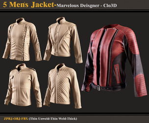 5 Men's Jacket -MD-Clo3D ( FBX + OBJ)