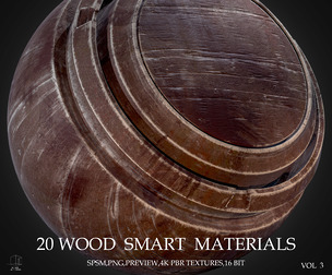 20 WOOD SMART MATERIALS & PBR TEXTURES-VOL 3