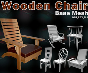 18 Wooden Chair Base Mesh