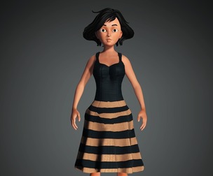 3D Cartoon Character Girl Toon With Dress