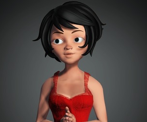 red dress 3d cartoon girl