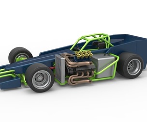 Supermodified front engine race car V3 Scale 1:25