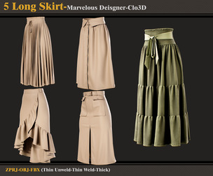 5 Long Skirt -MDClo3D -ZPRJ - FBX - OBJ
