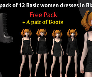 A pack of Basic women dresses in Black