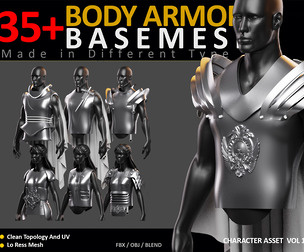 35  BODY ARMORS BASEMESH. Vol 13 (LOW POLY)
