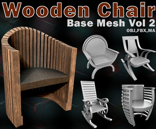 20 Wooden Chair Base Mesh Vol 2